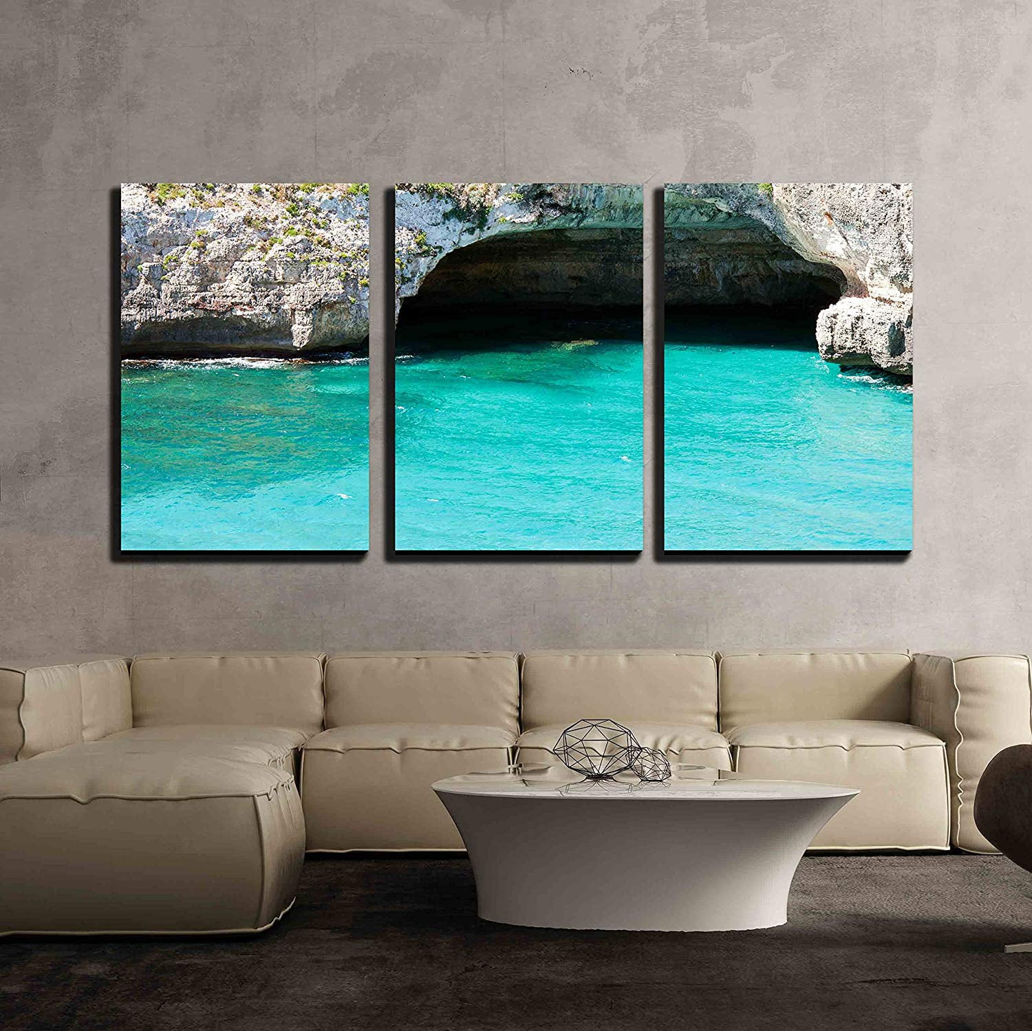 wall26 3 Piece Canvas Wall Art Mediterranean Sea Landscape Balearic