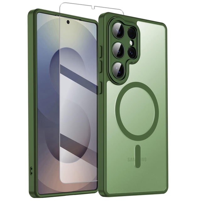Funda TSEHHOL para Samsung Galaxy S24 Ultra, magnética, verde mate