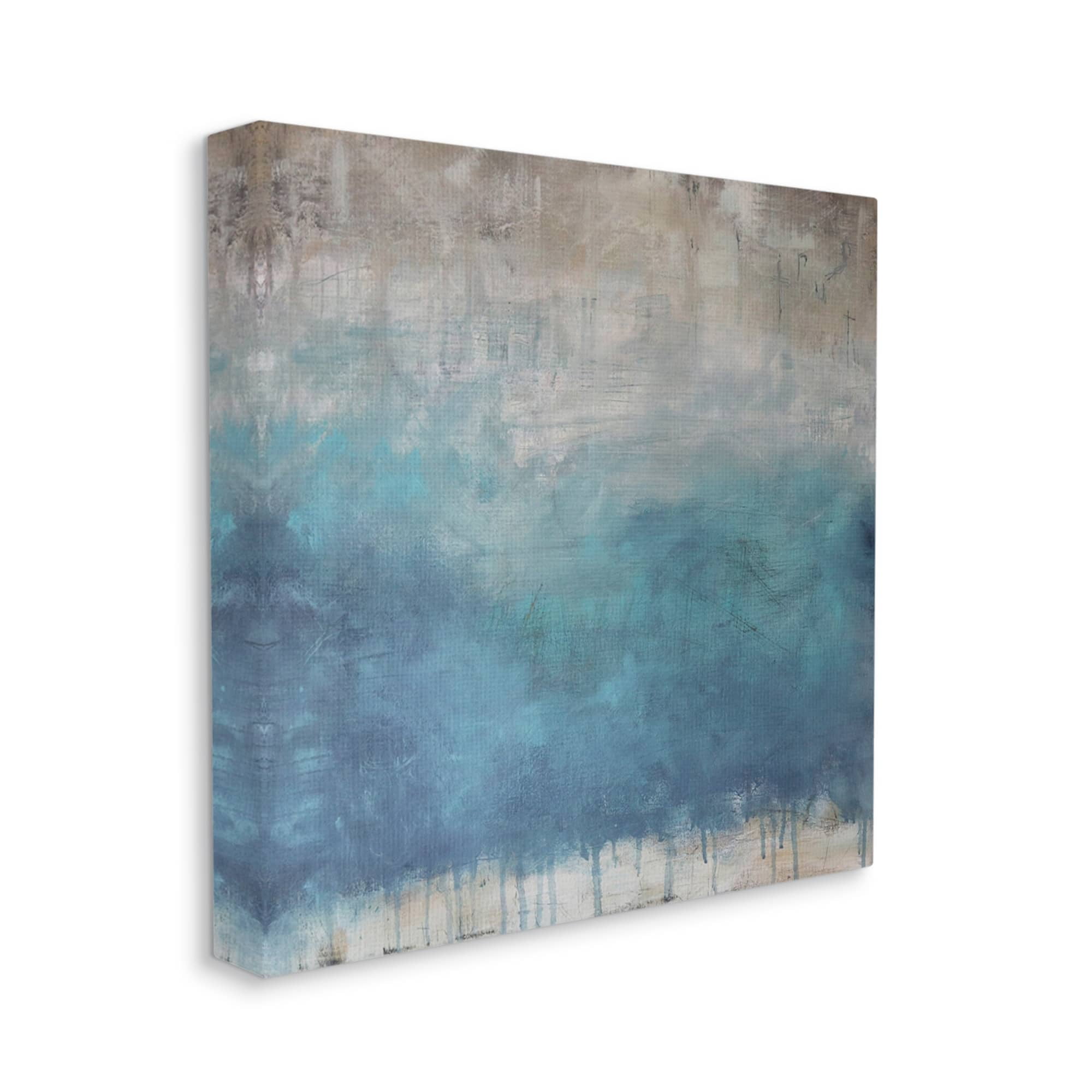 Stupell Industries Paint Drip Hatched Blue Abstract Modern Ombre Painting Gallery Wrapped Canvas Print Wall Art, Design by Judi Bagnato