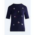 thumbnail image 5 of Free Assembly Women's and Women's Plus Embellished Cozy Yarn Sweater with Short Sleeves, Sizes XS-4X, 5 of 5