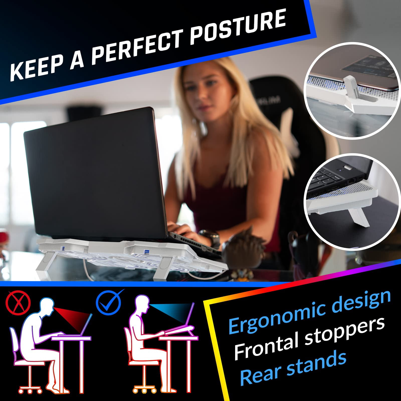 Wind Laptop Pad - More Than 500 000 Units Sold The Rapid Action Fan Stand With 4 Fans At 1200 Rpm Usb Ps5 Ps4 Full White