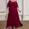 thumbnail image 3 of UPPADA Women Plus Size Maxi Dress Cocktail Wedding Guest Dress Short Sleeve Wrap V Neck Formal Dress High Low Split Ruffle Long Dress for Curvy Women Wine,XXL, 3 of 6