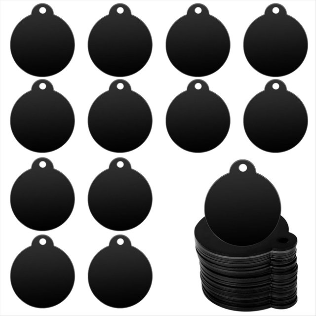 Paquete de 25 Etiquetas Redondas de Aluminio en , Espacios en para Estampar en Negro, Discos en para Grabar, Llaveros en de Metal, Etiqueta para Perro