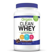 Orgain Grass Fed Clean Whey Protein Powder, Creamy Chocolate Fudge - Low Net Carbs, Gluten Free, Soy Free, No Sugar Added, Kosher, Non-GMO, 1.82 Pound (Packaging May Vary)