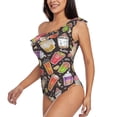 thumbnail image 2 of Balery Milk Tea One Shoulder Swimsuits for Women Ruffle Swimsuits Tummy Control One Shoulder Bathing Suits-Small, 2 of 8