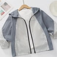 thumbnail image 6 of Big Boys Summer Thin Zip Hooded UPF Sun Protection Jacket Breathable Outdoor Coat Gray 10-11 Years, 6 of 7