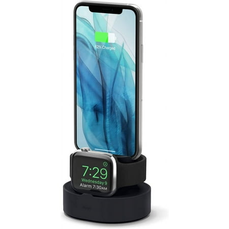 Apple Watch Stand Charging Dock - elago 2 in 1 Apple Watch Stand Compatible with Apple AirPods 1&2, All iPhone Models, All Apple Watches Series, Night Stand Mode Apple Watch Charging Station [Black]