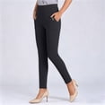 thumbnail image 5 of Cutuoiiu Women's Plus Size Straight Leg Pants Solid Color High Elastic Waist Casual Ankle Length Trousers with Decorative Pocket Details for Daily Office Vacation Wear, 5 of 7