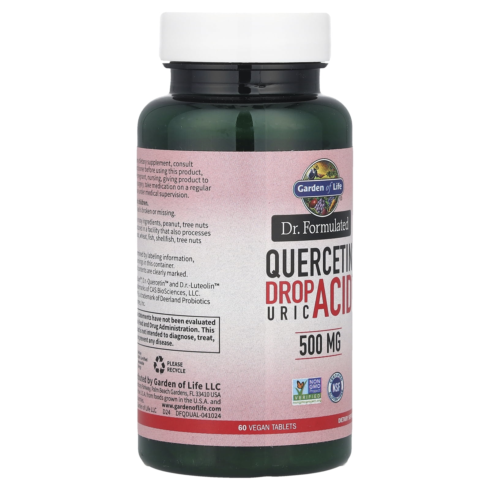 Garden of Life Dr. Formulated, Quercetin Drop Uric Acid, 500 mg, 60 Vegan Tablets