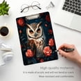 thumbnail image 5 of Plastic Clipboard Acrylic Hanging Clip Board with Gold Low Profile Office School Supplies 12.5x9 Cool Owl with Rose, 5 of 9