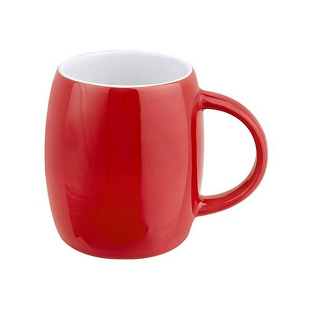 Taza cerámica exterior color e interior blanco-rimo rojo 9 x 10.2