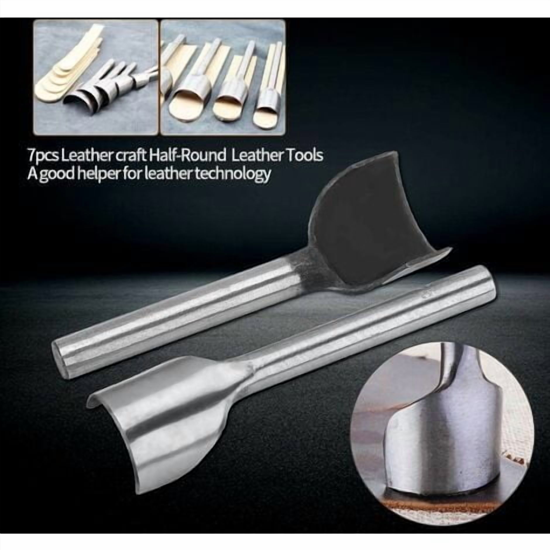 7pcs Half Round U Shaped Punch Cutter Set for Crafts, Leathercraft, Leather Punching Tools 10-40mm