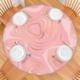 thumbnail image 2 of Pink Gold Marble Pattern Round Fitted Tablecloth with Elastic Edge,Dining Table Cover Waterproof,Outdoor Round Tablecloth for Camping,Dining,Indoor and Outdoor, 2 of 7