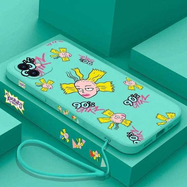 Funny R-Rugrats Phone Case For iPhone 15 14 13 12 11 Pro Max Mini X XR XS MAX 8 7 Plus 6 6S Plus Silicone Cases with Hand Strap ZBDQS-13C2341302 For iPhone XR