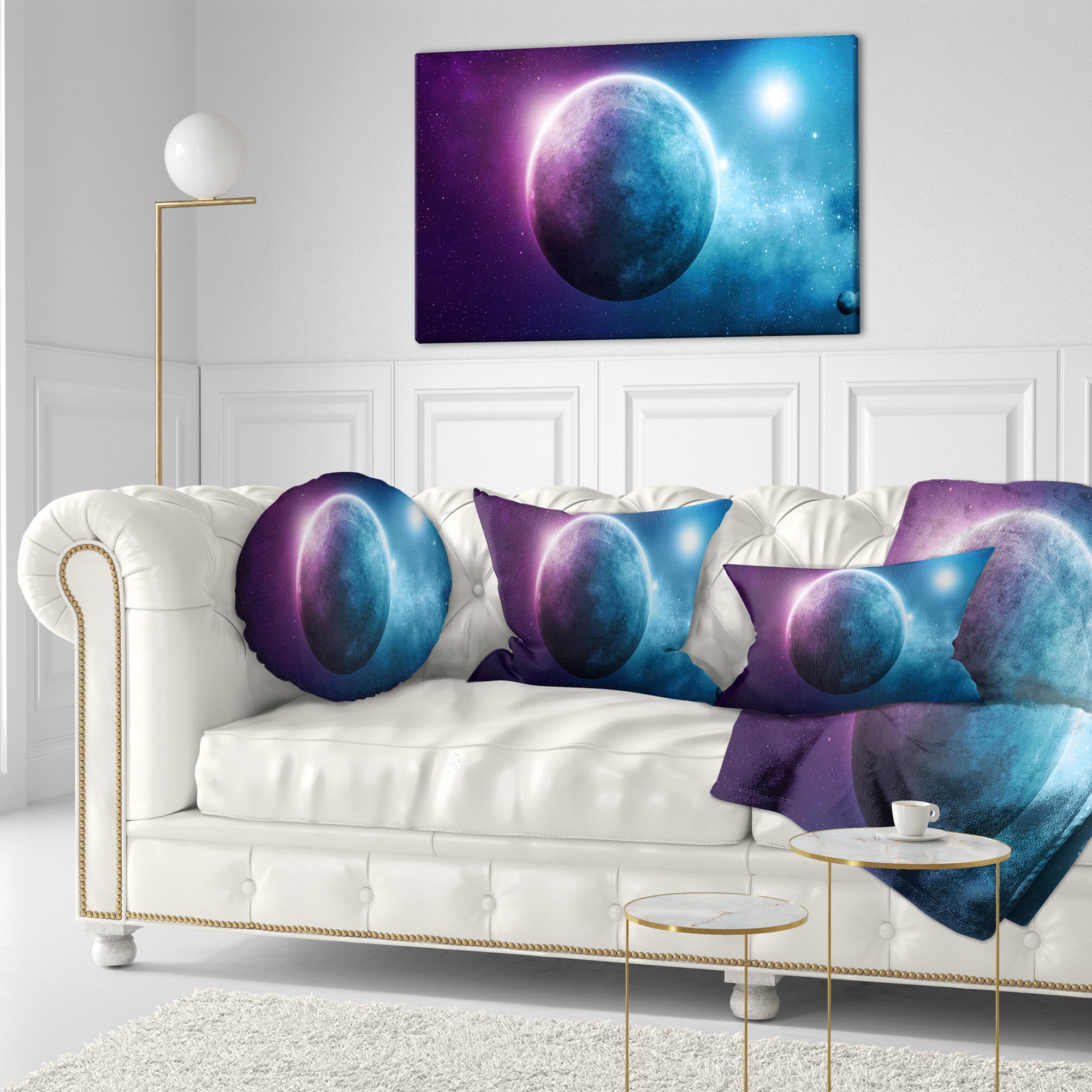 Designart Deep Space Planet - Space Throw Pillow - 12x20