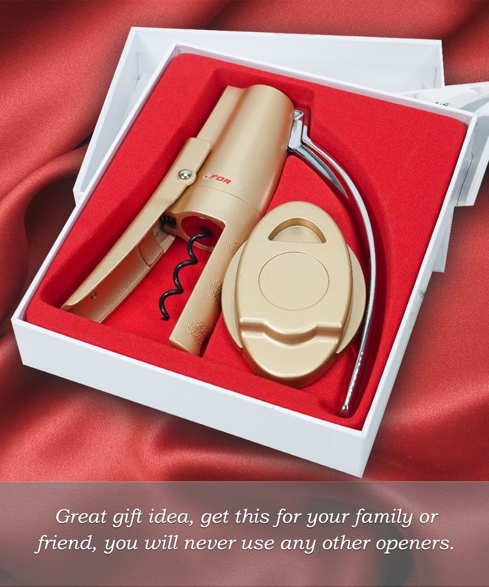 Lever Action Corkscrew Wine Bottle Opener with Foil Cutter