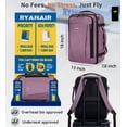 thumbnail image 6 of WANDF Airline Approved Travel Backpack with USB Port, 30L Waterproof Carry On Personal Item Bag 18x14x8  for Men Women, 13 Pockets Laptop Weekender Backpack, Daypack for Business Travel Gym,Pink, 6 of 10