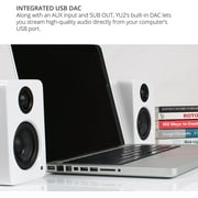 Kanto YU2 100W PC Gaming Desktop Speakers - Matte White (Pair) with Kanto S2W Angled Desktop Speaker Stands - White (Pair) (2022)
