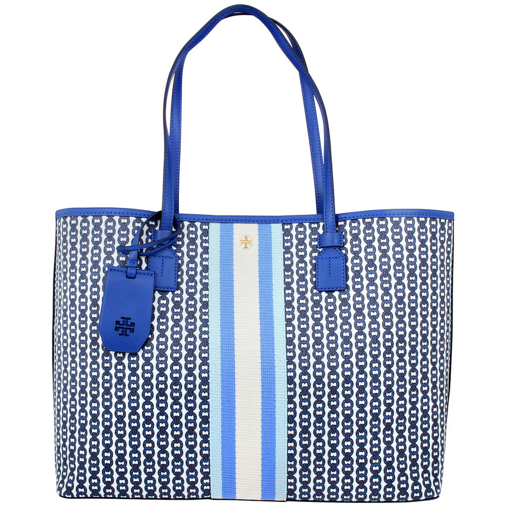 Tory Burch - Tory Burch Gemini Ladies Large Bondi Blue Canvas Tote Bag