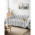 thumbnail image 3 of Black Spring Leaves Couch Cover for 2 Cushion Sofa, Pastoral Botanical Striped Flowers Washable Loveseat Sofa Covers Slipcover for Sectional Sofas L-Shaped, Couch Throw Cover 71"x118", 3 of 9