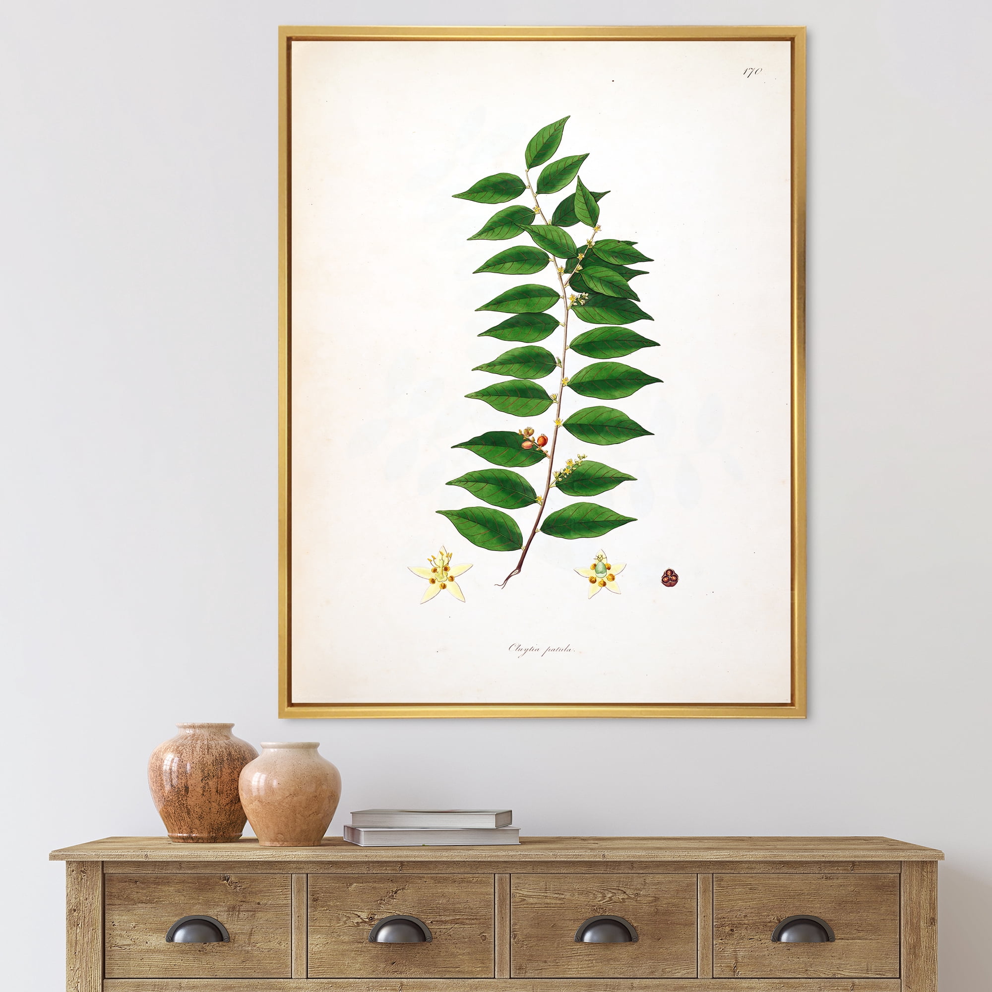Designart 'Ancient London Plants VI' Farmhouse Framed Canvas Wall Art Print