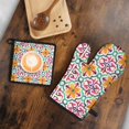 thumbnail image 5 of Yellow Ethnic Floral Pattern Kitchen Oven Mitt and Pot Holder Sets 4 Pcs for Baking, Cooking and Grilling, Heat Resistant Up To 392 °F, 5 of 7