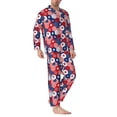 thumbnail image 2 of Fuzoiu American Stars2 Print Men's Long-Sleeved Pajama,Lounge Button Down Nightwear,Mens Notch Collar Pajama Set -Medium, 2 of 7