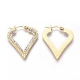 thumbnail image 2 of QQTDFG 201 Stainless Steel Hoop Earrings Rhinestone Heart Crystal Gold 32mm 0.8mm&nbsp; P546-default, 2 of 3