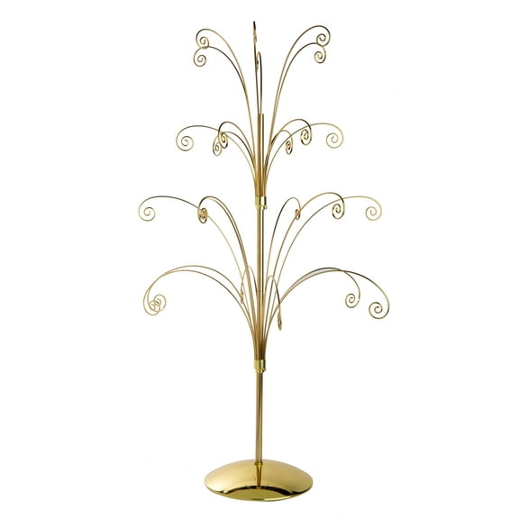 Creative Hobbies ORNTREE 36 Inch Tall Ornament Display Tree, Bright Brass Plated, Holds 24 Ornaments