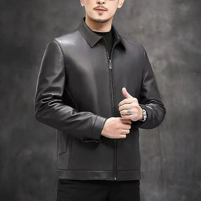 Zpanxa Vintage Motorcycle Leather Jacket Men's Distressed Genuine