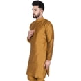 thumbnail image 4 of SKAVIJ Men's Art Silk Long Shirt Indian Casual Party Kurta (Large, Brown), 4 of 6