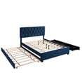 thumbnail image 3 of M optimized Queen Size Upholstery Bed Frame with 2 Storage Drawers and 1 Twin XL Trundle, Wooden Platform Bed Frame with Headboard for Bedroom, 3 of 8
