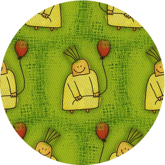 Ahgly Company Machine Washable Indoor Round Transitional Chameleon Green Area Rugs, 8' Round