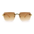 thumbnail image 3 of Luxury Hip Hop Rapper Rimless Bevel Lens Rectangular Hustler Sunglasses Gold - Brown, 3 of 8