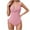 Pink, variant on UTSJKR SavingsWomen's One Piece Swimsuits 2025 Tummy Control Bathing Suits Push Up V Neck Swimwear with Twist Tummy Control Ruched Bikini with Side Ties Pink S