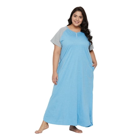 

Oussum Women Nightdress Loungewear Dress Short Sleeve Long Sleepwear with Pockets