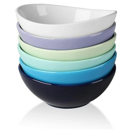 Ceramic Bowls 18oz, Set of 6 - Soup, Cereal, Salad Bowls - Chip Resistant Porcelain Bowls for Kitchen, Dishwasher & Microwave Safe