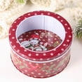thumbnail image 3 of Kearding Lata de dulces de Navidad con tapa transparente Latas de galletas vacías de Papá Noel Contenedores de decoración del festival Kits de decoración para fiestas Rojo, 3 of 6