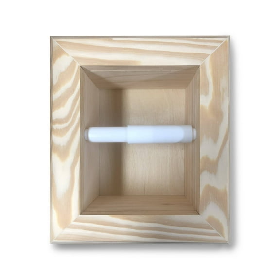 Typhon Recessed Solid Wood Toilet Paper Holder 7 x 8.5, Unfinished