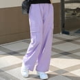 thumbnail image 5 of Atogsazn Girl's Cargo Pants Kids Casual Wide Leg Loose Pants with Pockets Girls Trendy Jogger Trousers Purple 11-12 Years, 5 of 6