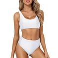 thumbnail image 4 of MKLEKYY Trajes De Baño Mujer 2 Piezas Women Two Piece Neck Bikini Crop Top High Cut Swimsuit Sporty High Waisted Bathing Suit With Bottoms, 4 of 5