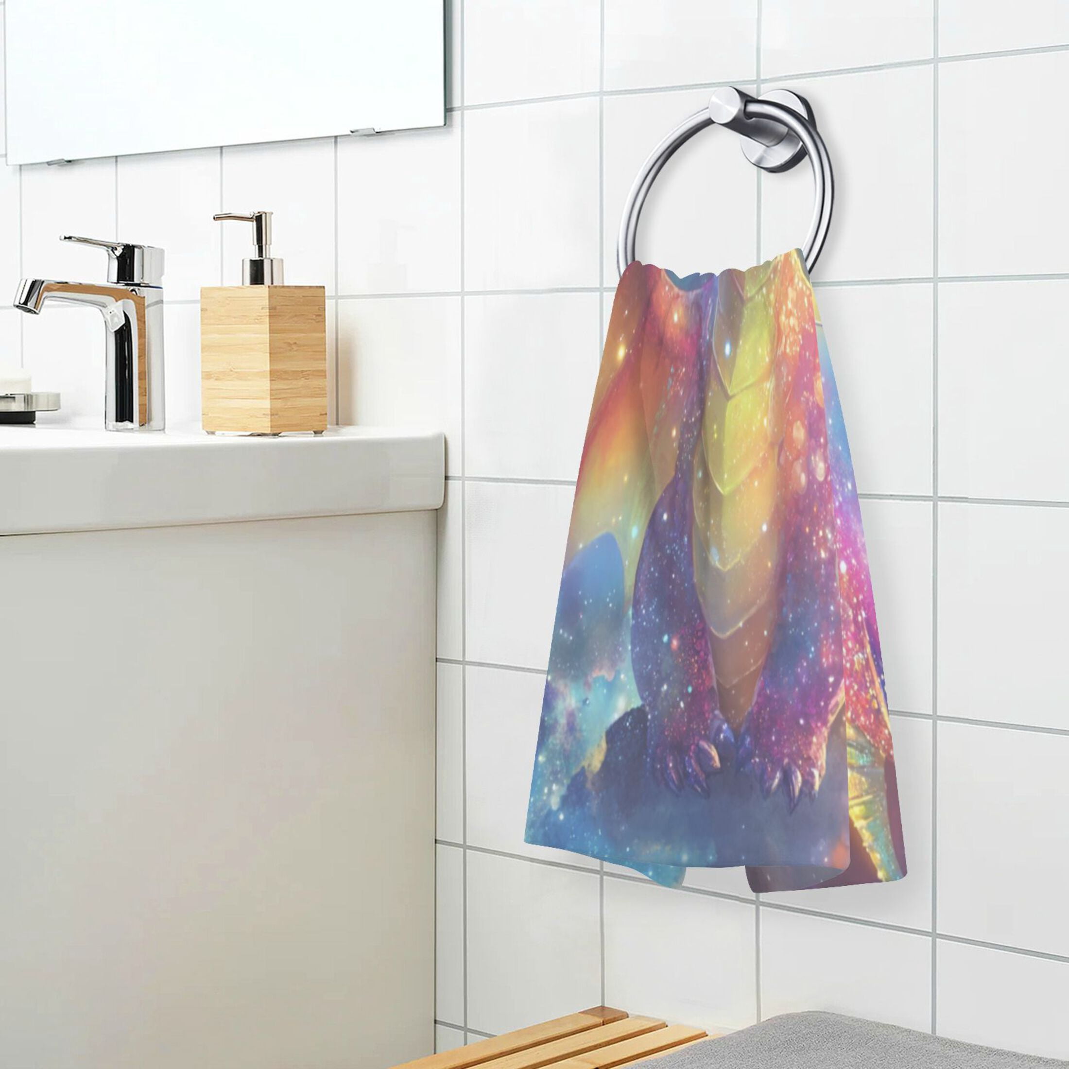 Wobogo Colorful Dragon Baby 100% Cotton Towel 2 Pieces Set Super Soft and Highly Absorbent Suitable for Bathroom Gym Travel Camping Pool