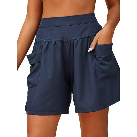 Lovito Casual Plain Pocket Frill Shorts