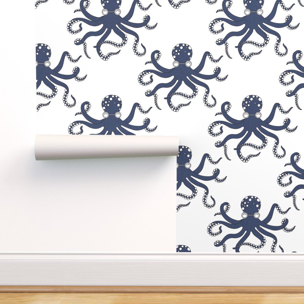 Peel-and-Stick Removable Wallpaper Octopus Blue Ocean Navy Animals
