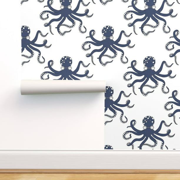 Peel-and-Stick Removable Wallpaper Octopus Blue Ocean Navy Animals ...