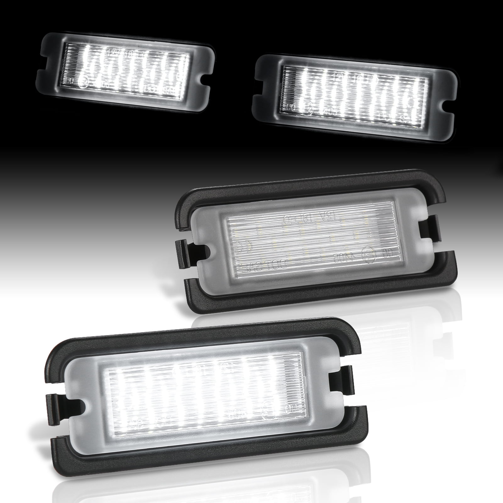AJP Distributors White SMD LED Rear Bumper License Plate Lights Assembly Lamps Pair Compatible/Replacement For Ford Mustang S550 2015 2016 2017 2018 2019 2020 2021 2022 2023 15 16 17 18 19 20 21 22 23