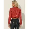 thumbnail image 3 of DARING DIVA Women's Faux Leather Jacket Short Coat Moto Biker Cropped L Red, 3 of 6