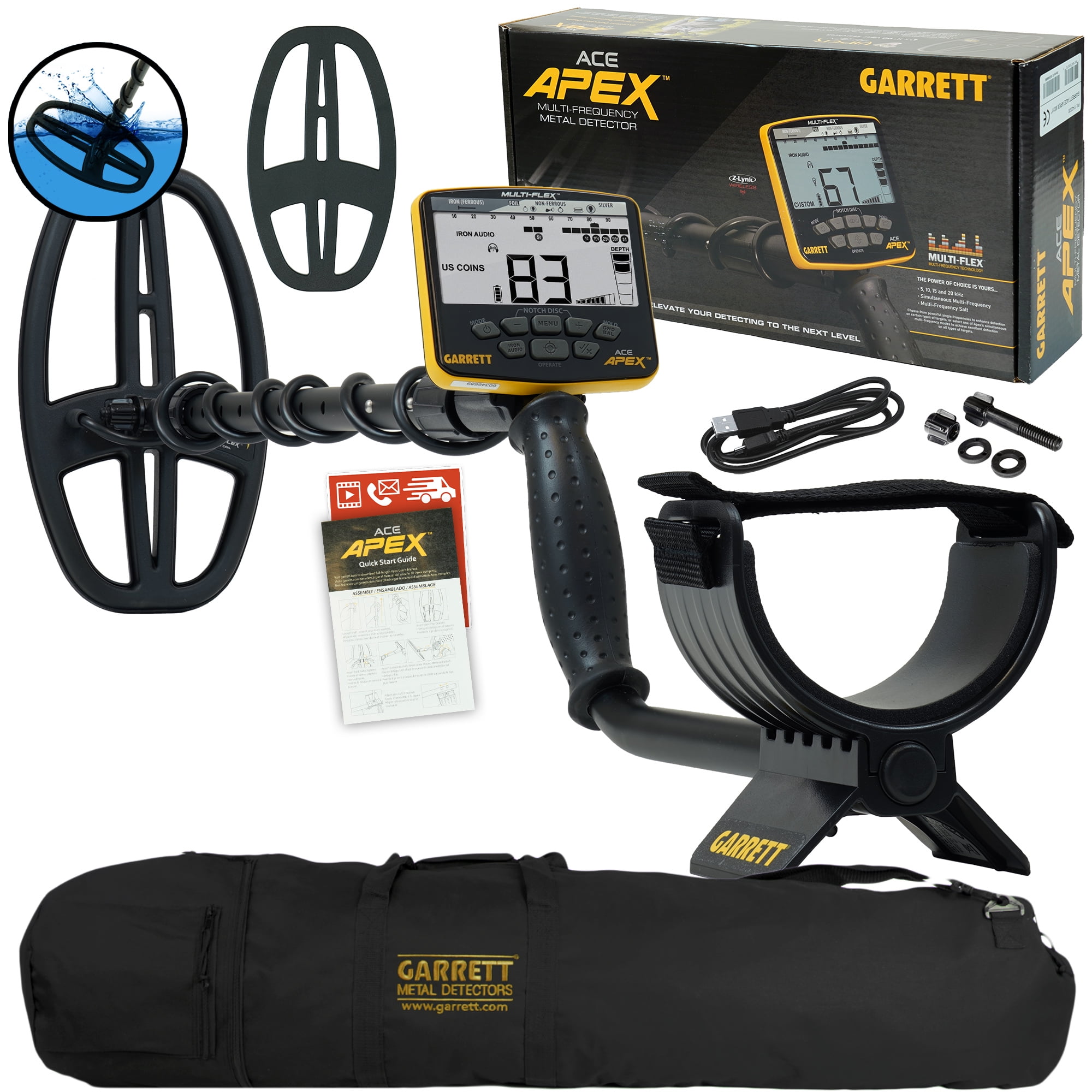 Garrett ACE APEX Metal Detector with 6 x 11 DD Viper Search Coil and ...