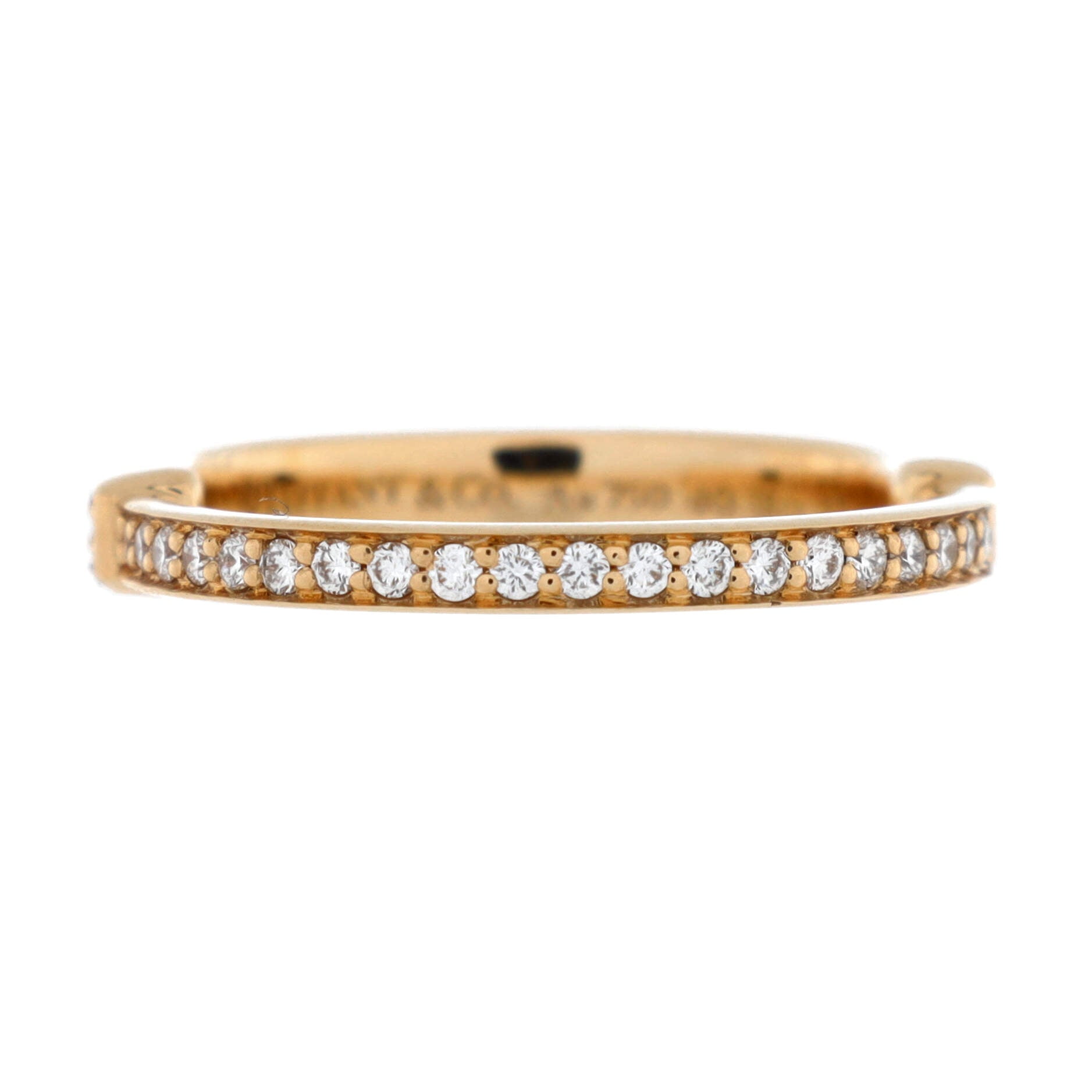 Pre-Owned Tiffany & Co. Lock Ring 18K Rose Gold with Pave Diamonds By Rebag
