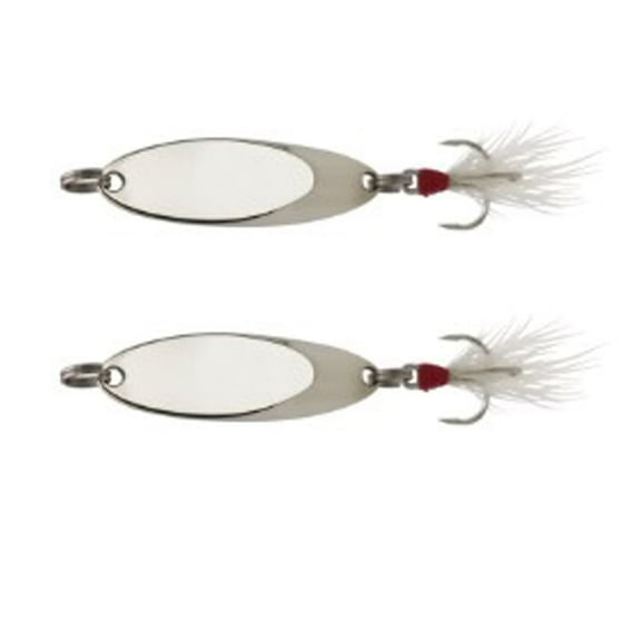 Stellar Silver 1 Ounce Spoon (2 Pack), Rigged Hard Fishing Lure for Saltwater and Freshwater, Tackle